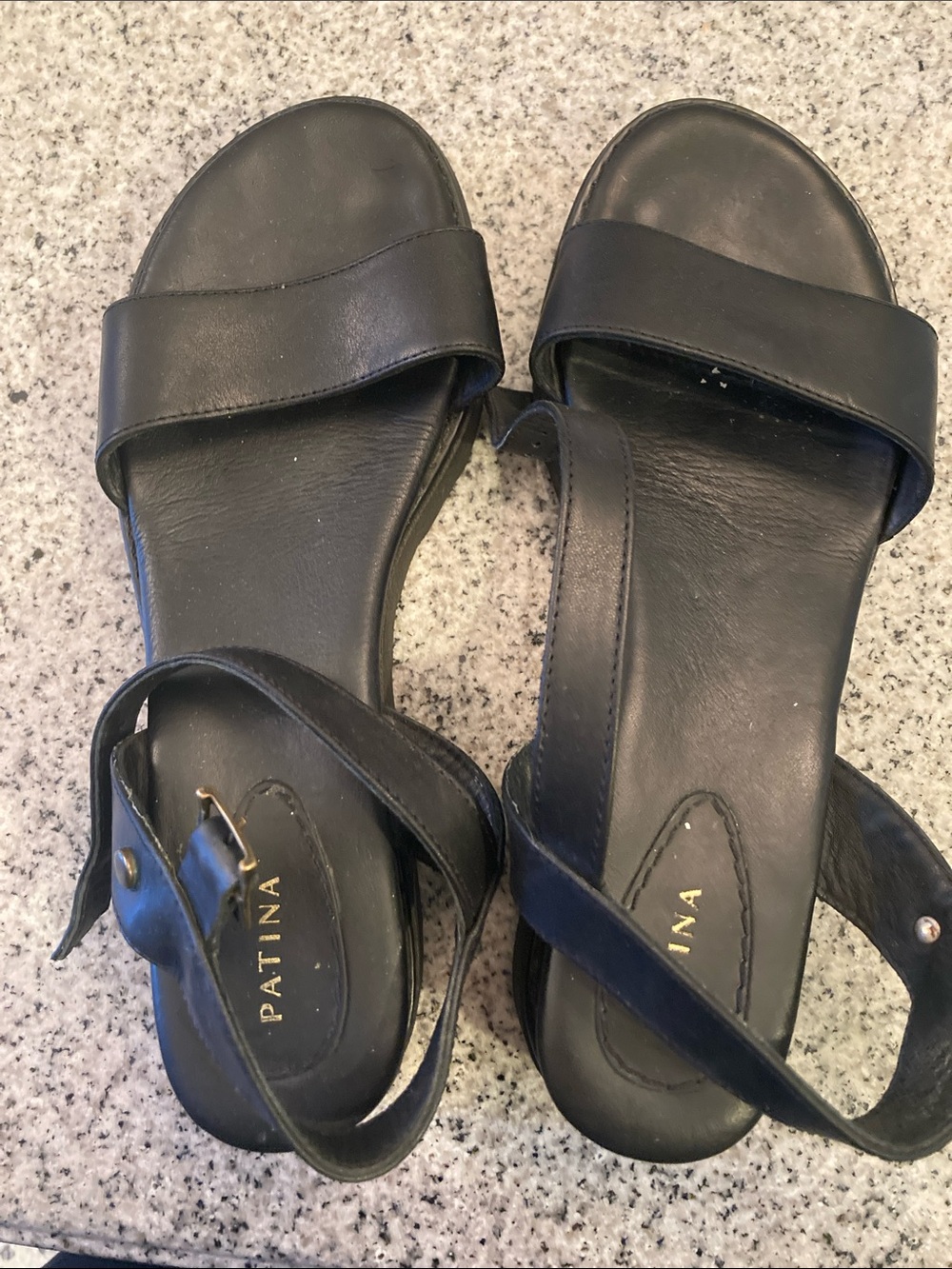 Black Leather Women's Sandals